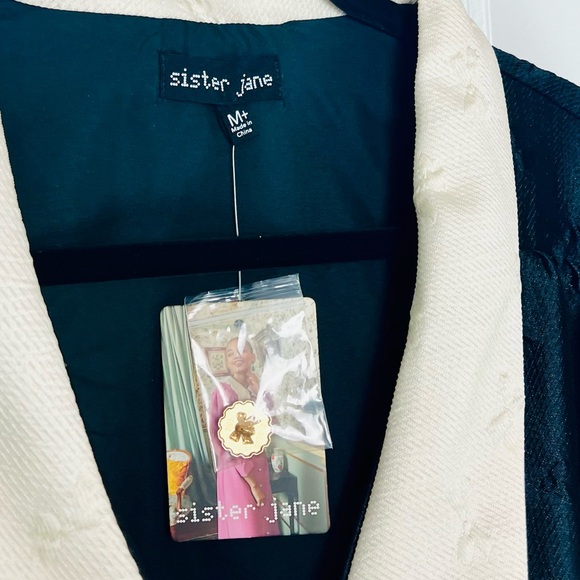 Sister Jane Pirouette Edwardian Goth Black Jacquard Mini Dress Medium Plus Size - Picture 6 of 12